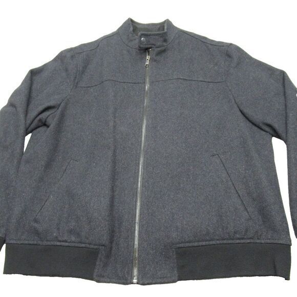 Banana Republic Wool Blend Jacket Mens XL Black‎ Pockets Mock Neck Full Zip NEW - Picture 1 of 16